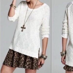 Free People Jeepster Cream Marled Knit Sweater, Size S